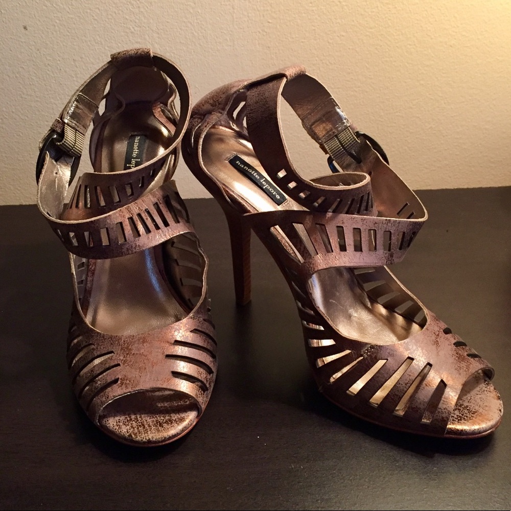 Nanette Lepore Goldwash Cutout Stiletto Sandals 7M